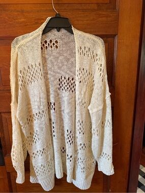 Open-Knit Cream Women's Cardigan Sweater